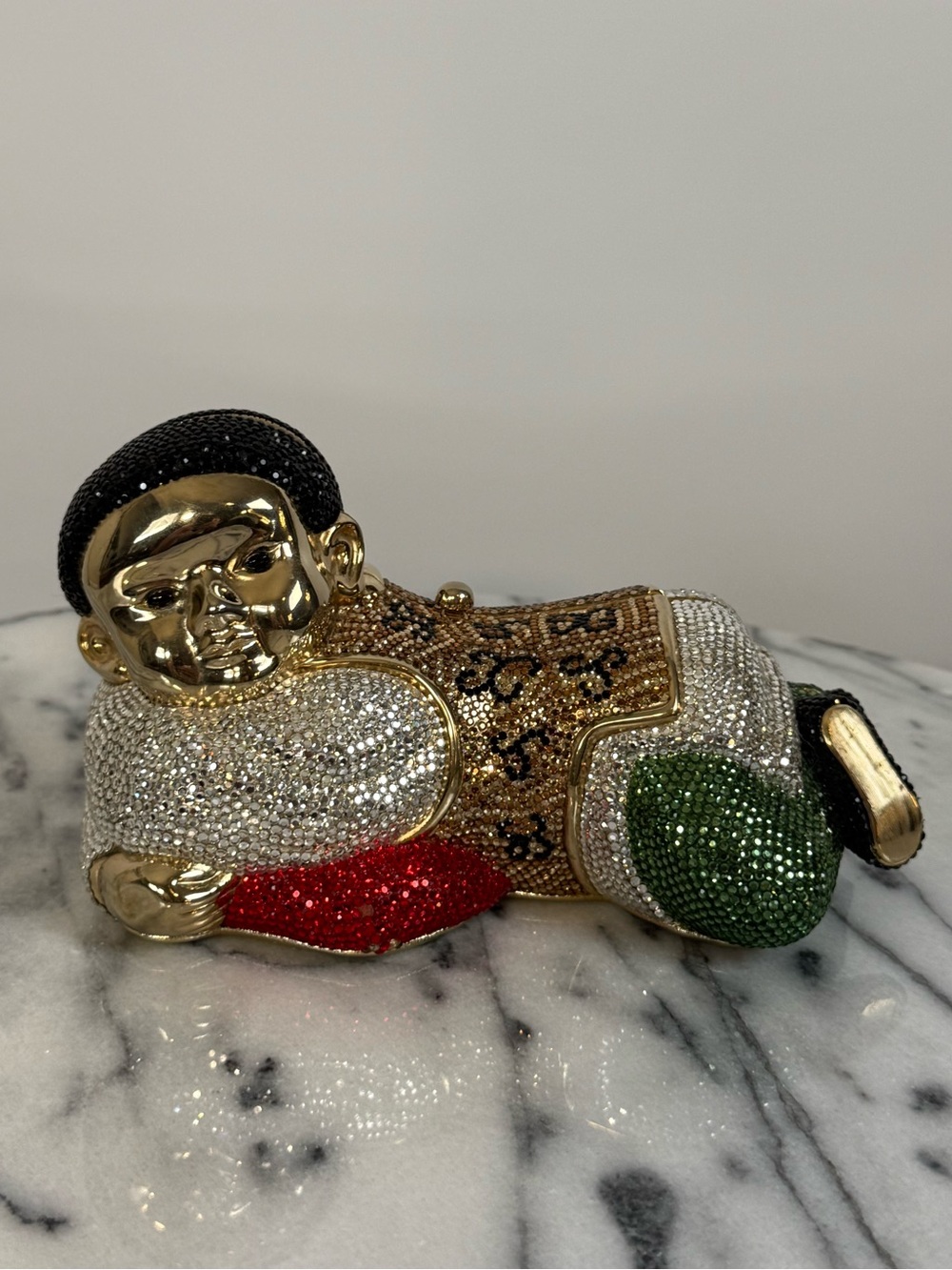 Judith Leiber Crystals Embellished Pillow Boy Resting Buddha